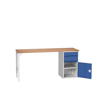 Dielenský pracovný stôl so zásuvkami a skrinkou, 2x zásuvka, 1x dvierka, ŠxHxV 2000x600x930 mm