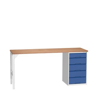 Dielenský pracovný stôl so zásuvkami, 5x zásuvka, ŠxHxV 2000x600x930 mm