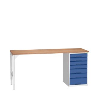 Dielenský pracovný stôl so zásuvkami, 7x zásuvka, ŠxHxV 2000x600x930 mm