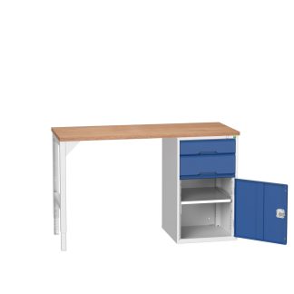 Dielenský pracovný stôl so zásuvkami a skrinkou, 2x zásuvka, 1x dvierka, ŠxHxV 1500x600x930 mm